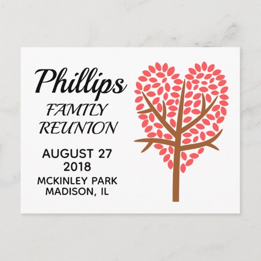 Family Wiedersehen Heart Tree Erinnerung Postkarte (Vorderseite)