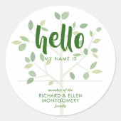Family Wiedersehen HELLO MEIN NAME IST Baum Runder Aufkleber (Vorderseite)