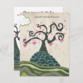 Family Wiedersehen Herzstück Tree Moderner Vector Einladung (Vorne/Hinten)