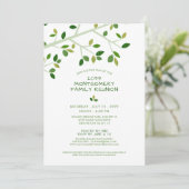 Family Wiedersehen Minimalistisch Green Family Tre Einladung (Stehend Vorderseite)