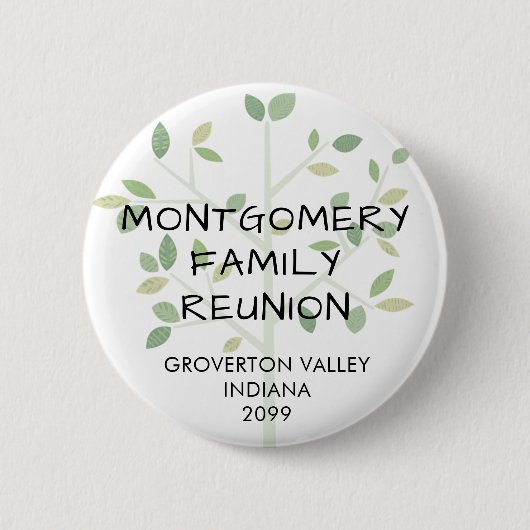 Family Wiedersehen Modern Family Tree Personalisie Button (Vorderseite)