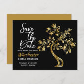 Family Wiedersehen Modern Gold Tree Save the Date (Vorne/Hinten)