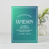 Family Wiedersehen Moderne Gradient QR Code Einlad Einladung (Stehend Vorderseite)