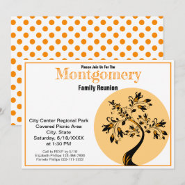 Family Wiedersehen Moderne Orange- und Black Tree Einladung