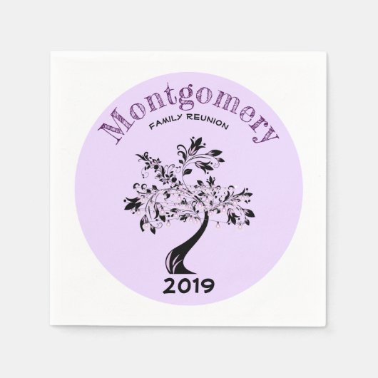 Family Wiedersehen Moderner Lila und schwarzer Bau Serviette (Vorderseite)