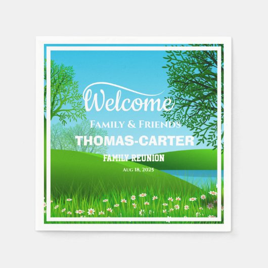 Family Wiedersehen Nature Scene Lake Custom Serviette (Vorderseite)