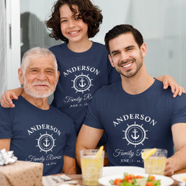 Family Wiedersehen Nautical Anchor Helm Blue Tri-Blend Shirt