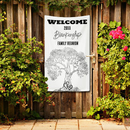 Family Wiedersehen Old Gray Tree auf Black Custom Banner