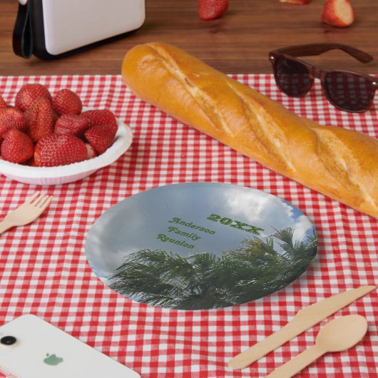 Family Wiedersehen Palm Tree Foto Tropical Beach T Pappteller (Picknick)