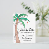  Family Wiedersehen Palm Tree Save the Date Postka Ankündigungspostkarte (Stehend Vorderseite)