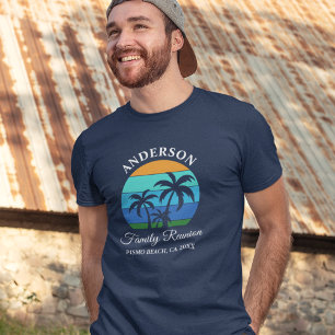 Family Wiedersehen Palm Trees Summer Beach Blue Tri-Blend Shirt