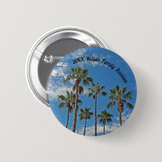 Family Wiedersehen Palm Trees und Blue Sky Paradis Button (Vorne & Hinten)