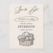 Family Wiedersehen Picnic Chic Save the Date Vinta Postkarte (Vorderseite)