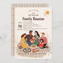 Family Wiedersehen Picnic Illustration Frühjahr So Einladung