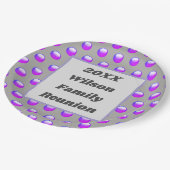 Family Wiedersehen Picnic Lila Polka Dot Event Pappteller (Schrägansicht)