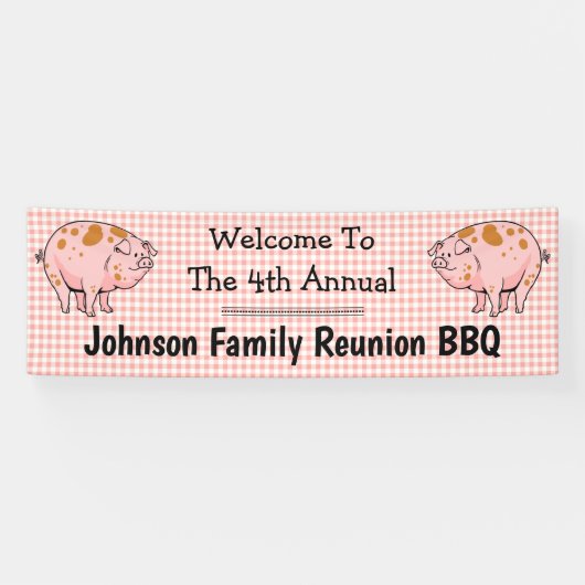 Family Wiedersehen Pig GRILLEN Party Willkommen Ro Banner (Horizontal)