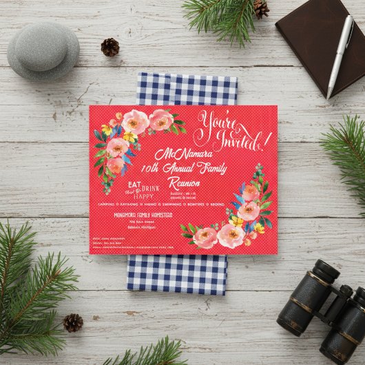 Family Wiedersehen Pink Polka Dotted Einladung Fly Flyer