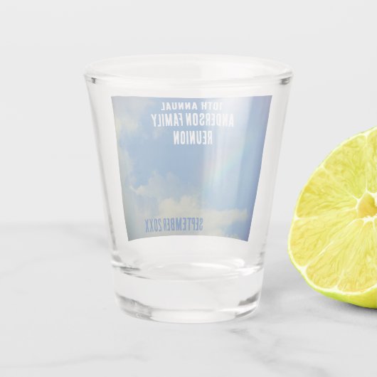 Family Wiedersehen Rainbow Colorful Summer Picinic Schnapsglas (Rückseite)