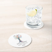 Family Wiedersehen Rainbow Family Tree Runder Pappuntersetzer (Vor Ort)