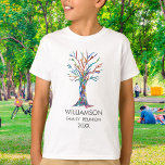 Family Wiedersehen Rainbow Family Tree T-Shirt<br><div class="desc">Es gibt einen Family Wiedersehen T - Shirt für jedes Kind in der Familie! Diese lustigen T - Shirt sind mit einem Familienbaum in den Farben des Regenbogens geschmückt. Passen Sie sie mit Ihrem Familiennamen und dem Jahr an. Dieses einzigartige Design ist ein Ausdruck meines Mosaiks "Family Tree", das aus...</div>
