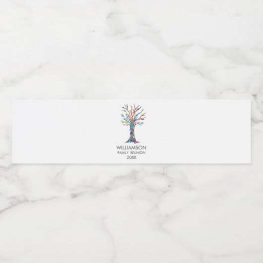 Family Wiedersehen Rainbow Family Tree Wasserflaschenetikett (Einzelnes Label)