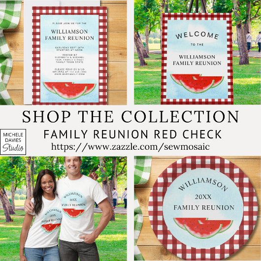 Family Wiedersehen Red White Buffalo Karo Einladung