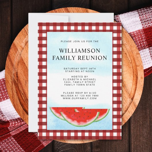 Family Wiedersehen Red White Buffalo Karo Einladung