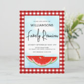 Family Wiedersehen Red White Buffalo Karo Einladung (Stehend Vorderseite)