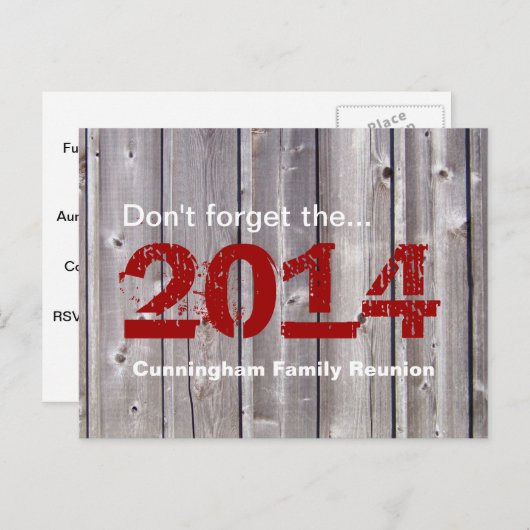 Family Wiedersehen Rustic Einladungspostkarte (Vorne/Hinten)
