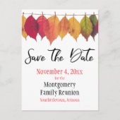 Family Wiedersehen Save the Date Autumn Tree Blätt Ankündigungspostkarte (Vorderseite)
