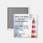 Family Wiedersehen Save the Date Beach Lighthouse Magnet (Vorderseite/Rückseite)