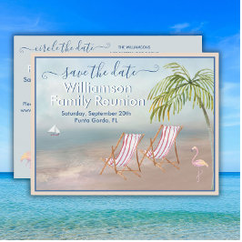 Family Wiedersehen Save the Date Beach Sand QR Cod Ankündigungspostkarte