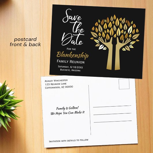 Family Wiedersehen Save the Date drei Blätter aufl Ankündigungspostkarte