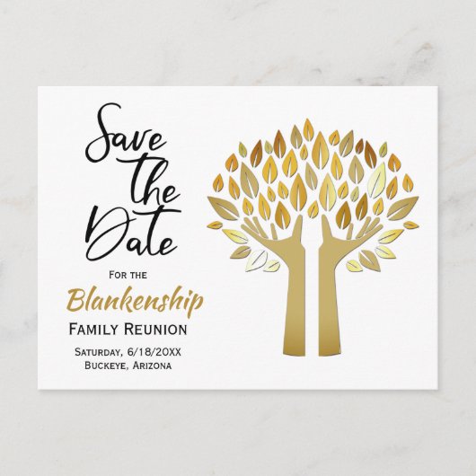 Family Wiedersehen Save the Date drei Blätter aufl Ankündigungspostkarte (Vorderseite)