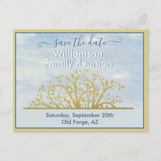 Family Wiedersehen Save the Date Genealogie Tree Ankündigungspostkarte (Vorderseite)