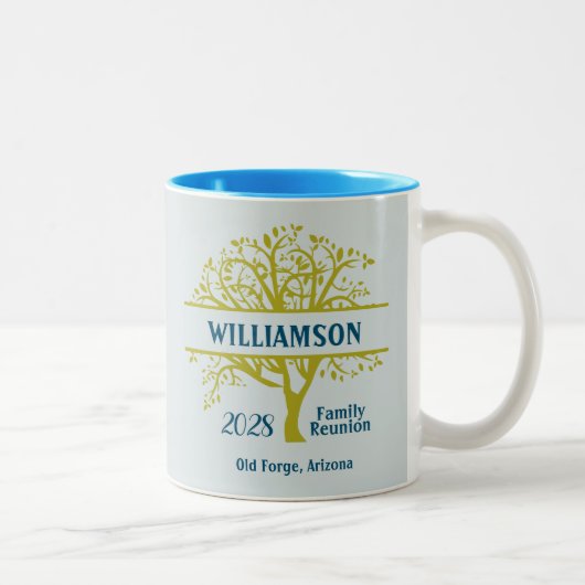 Family Wiedersehen Save the Date Genealogie Tree Zweifarbige Tasse (Rechts)