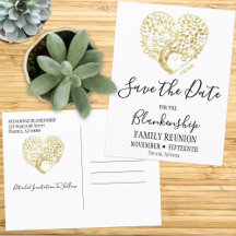 Family Wiedersehen Save the Date Gold Heart Tree W
