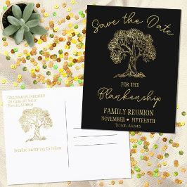 Family Wiedersehen Save the Date Gold Tree Ankündigungspostkarte