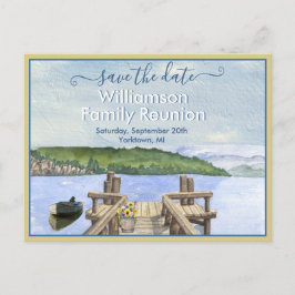Family Wiedersehen Save the Date Lake Dock QR Code Ankündigungspostkarte