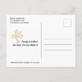 Family Wiedersehen Save the Date Moderner Goldbaum Ankündigungspostkarte (Rückseite)