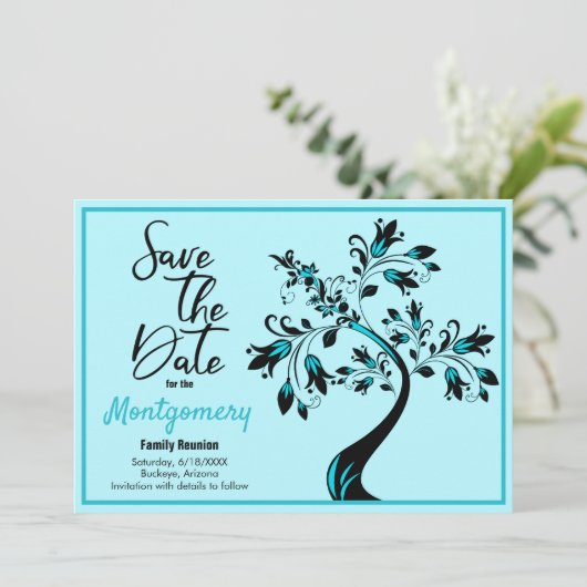 Family Wiedersehen Save the Date Moderner Kunstbau Ankündigung (Stehend Vorderseite)