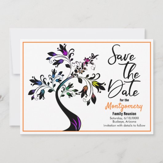 Family Wiedersehen Save the Date Modernes Baumorn Ankündigung (Vorderseite)