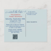 Family Wiedersehen Save the Date QR-Code für Lands Ankündigungspostkarte (Rückseite)