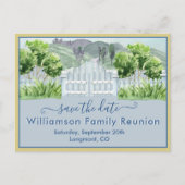 Family Wiedersehen Save the Date QR-Code für Lands Ankündigungspostkarte (Vorderseite)