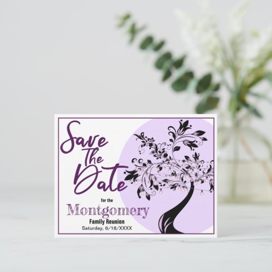 Family Wiedersehen Save the Date Trendy Ankündigun Postkarte (Stehend Vorderseite)