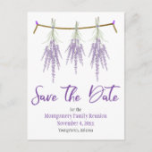 Family Wiedersehen Save the Date Trockene Lavendel Ankündigungspostkarte (Vorderseite)