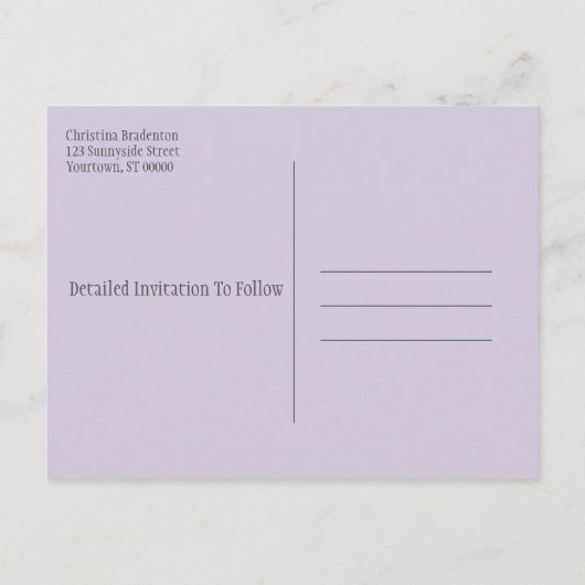 Family Wiedersehen Save the Date Trockene Lavendel Ankündigungspostkarte (Rückseite)