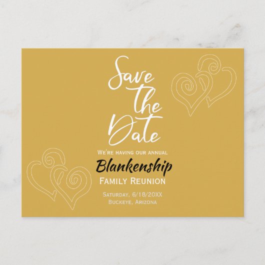 Family Wiedersehen Save the Date Verlinkte Weiße H Ankündigungspostkarte (Vorderseite)