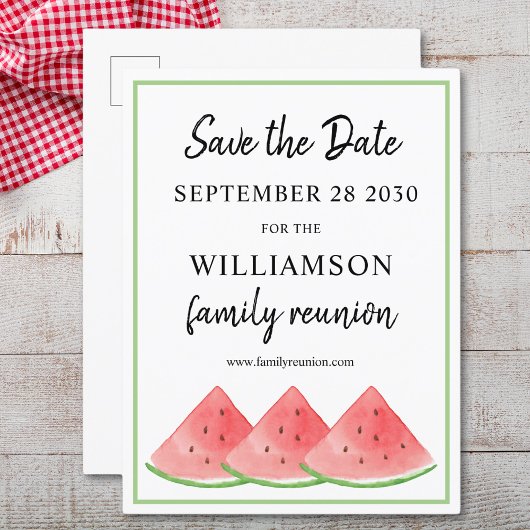 Family Wiedersehen Save the Date Watermelon Ankündigungspostkarte