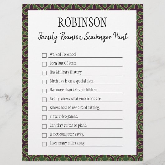 Family Wiedersehen Scavenger Hunt Game I (Vorderseite)